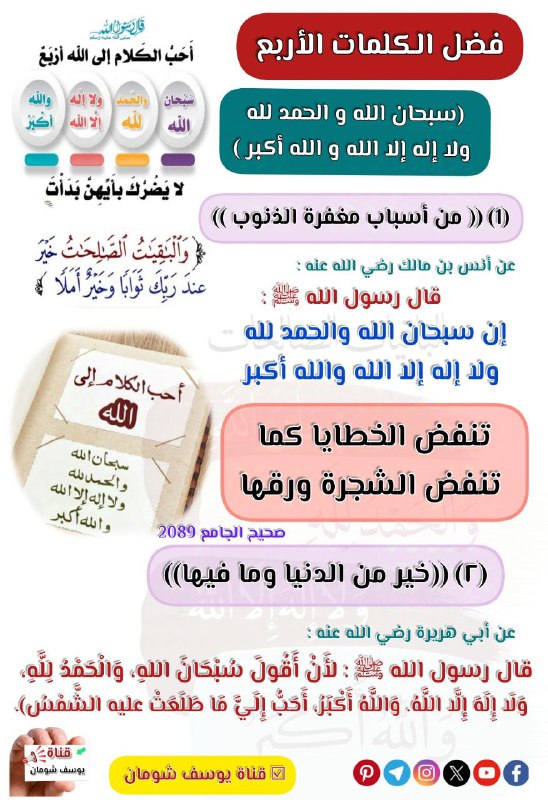 فضل الكلمات الأربع :