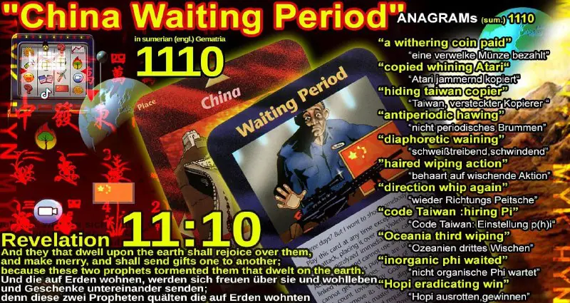 "China Waiting Period" sumerian [Gematria :1110](https://www.gematrix.org/?word=china+waiting+period#english-results)**1110=**The …
