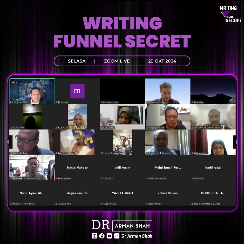 Semalam berlangsung sesi Zoom Writing Funnel …