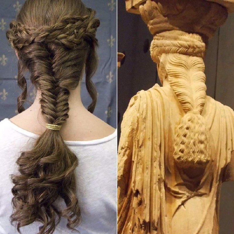 “In ancient Athens, the female hairstyle …