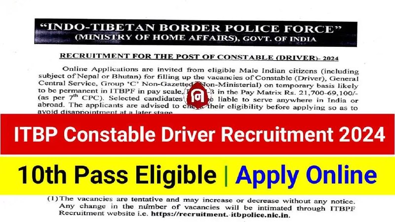 ***📣*** ITBP Constable Driver Vacancy 2024 …