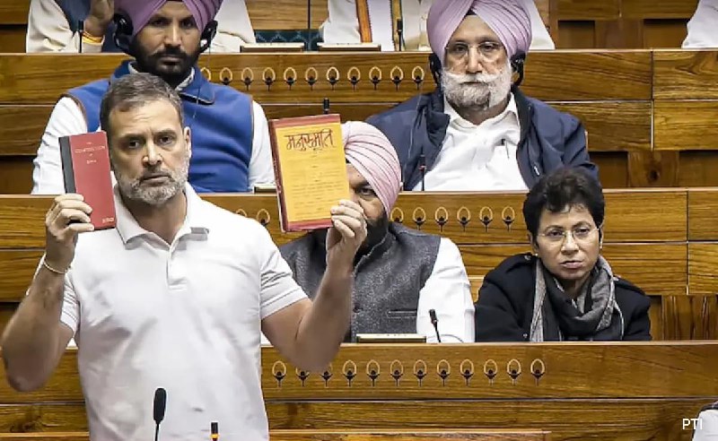 Rahul Gandhi Draws 'Constitution vs Manusmriti' …