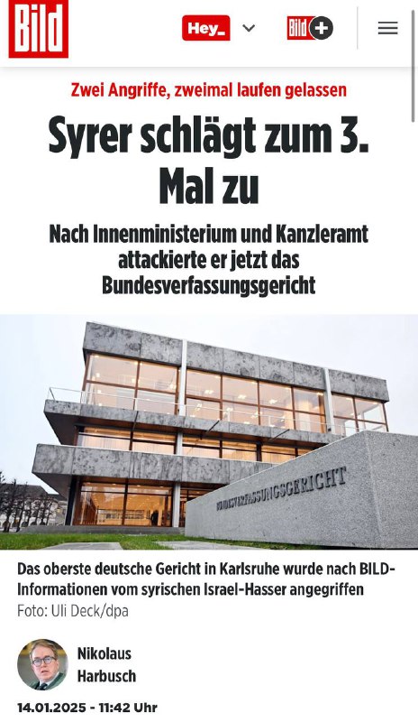 **Innenministerium, Kanzleramt, Bundesverfassungsgericht: Krawall-Syrer greift 3. …