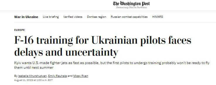 ***❗️***Washington Post: первых украинских летчиков обучат …