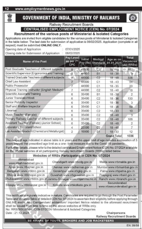 *****🔰***Railway Ministerial and Isolated Categories Vacancies***✔️******✔️***