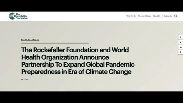 Rockefeller Foundation and World Health Organization Announce Partnership ITS ALL COMING TOGETHER!! CHESSBOARDS!