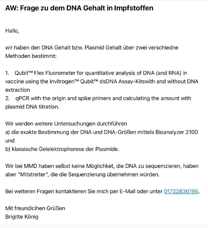 **Anfrage: DNA-Verunreinigung (Magdeburger Labor)**