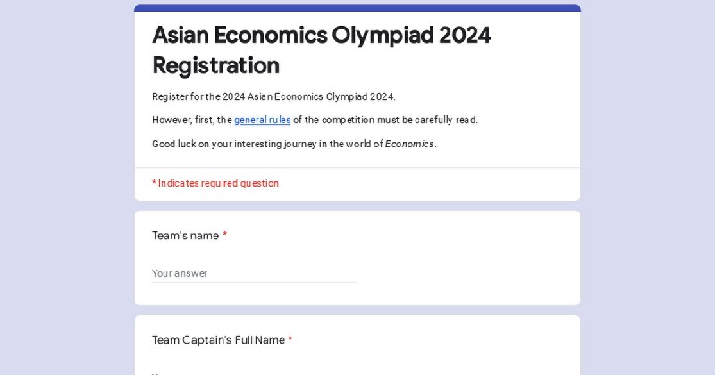 **Registration for the Asian Economics Olympiad …