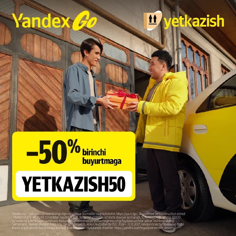 Yetkazish xizmatida 50% chegirma