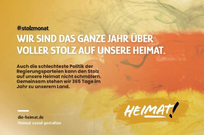 [#Stolzmonat](?q=%23Stolzmonat) [#Heimat](?q=%23Heimat) [#Heimatliebe](?q=%23Heimatliebe) [#Deutschland](?q=%23Deutschland) [#Europa](?q=%23Europa)