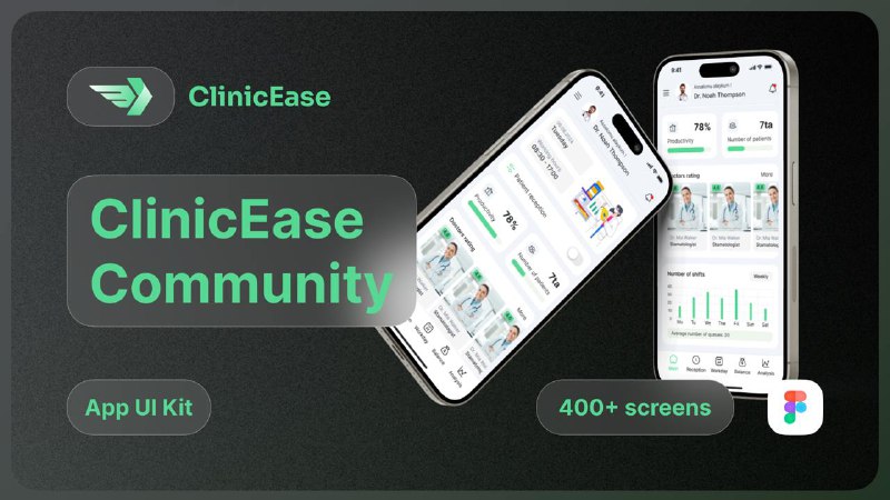 [ClinicEase](https://www.figma.com/community/file/1418247791664317342/clinicease-community) **by** [Nurxonov Nurbek](https://www.figma.com/@nurxonov_n)