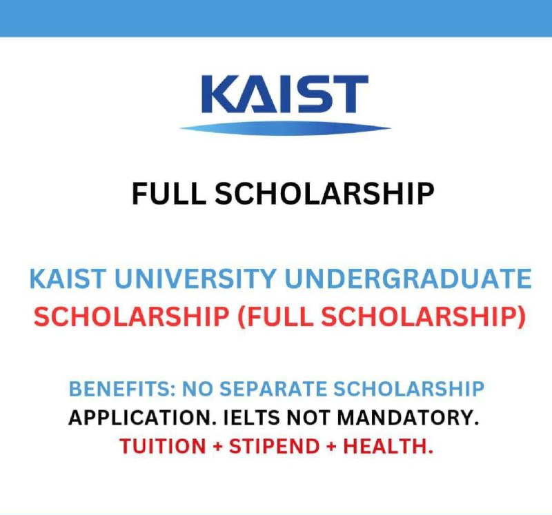 KAIST University Undergraduate Scholarship 2025 in …