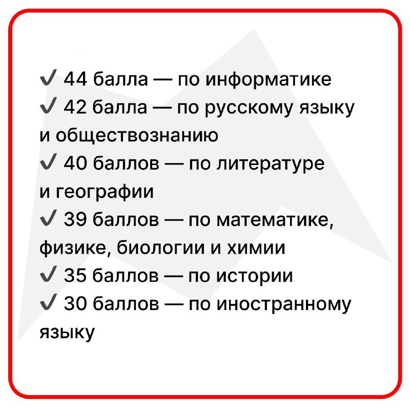 ***👨‍🏫***Минпросвещения [установило](https://ria.ru/20241021/ege-1979206919.html?ysclid=m2kb4hhaao115208759) минимальные баллы ЕГЭ на …