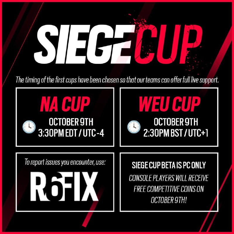 *****🏆*******Бета-версія Siege Cup стартує 9 жовтня!**