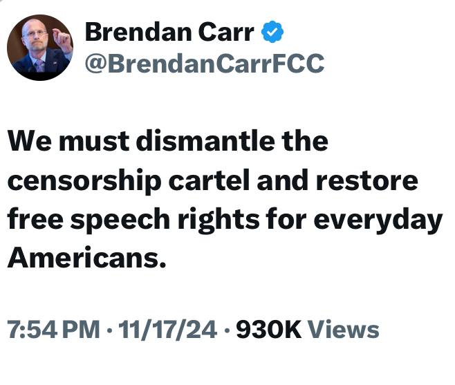 ***💥*****Incoming Chairman of the FCC: