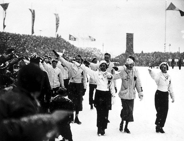 The Canadian National Ski Team performing …