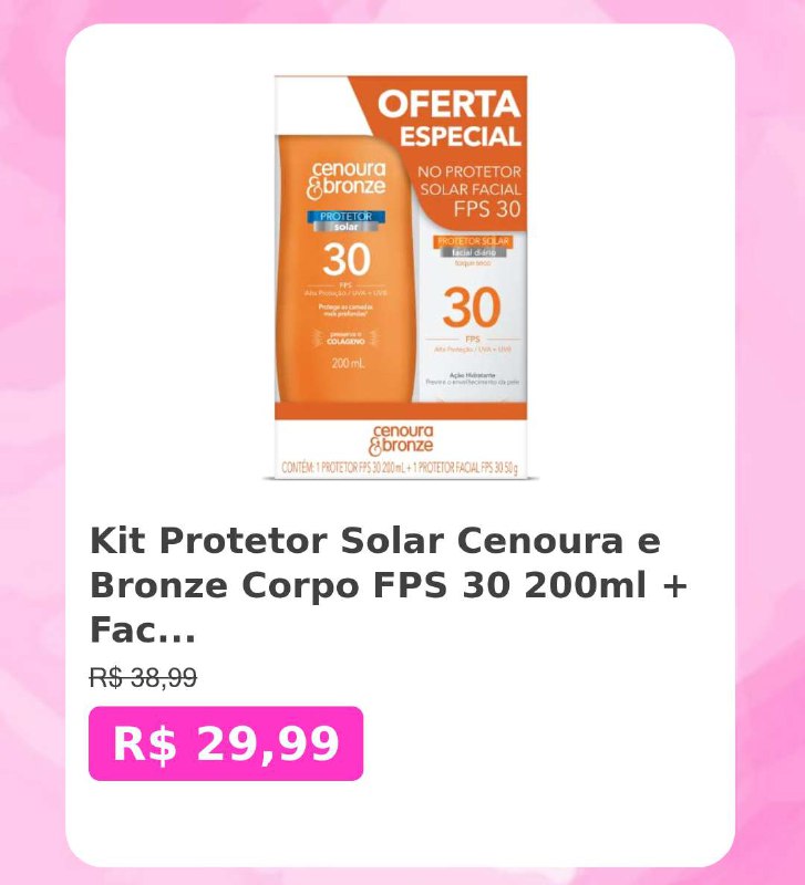 ***?️******✨***Kit Protetor Solar Cenoura e Bronze …