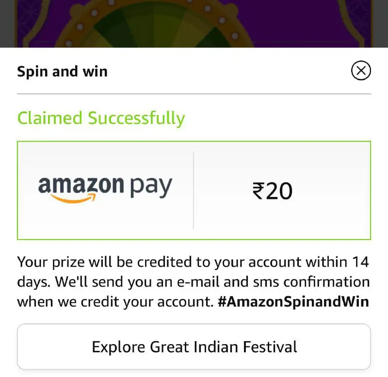 Spin &amp; Win 20₹