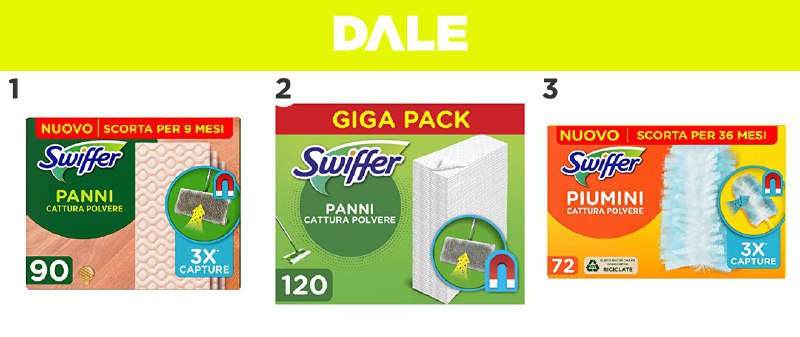 **1)** ***??*** **Swiffer Panni Catturapolvere, 90 Panni Microfibra Parquet, Panni Cattura Polvere e Sporco, Ottimo per Pavimenti con Cera d'Api …