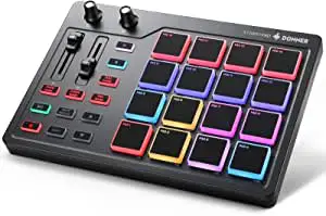 ***💥***Donner Controller MIDI Pad Drum Pad Macchina, Professional USB Type-C Tastiera Beat Maker con 16 Pad, MIDI out, 2 Fader …