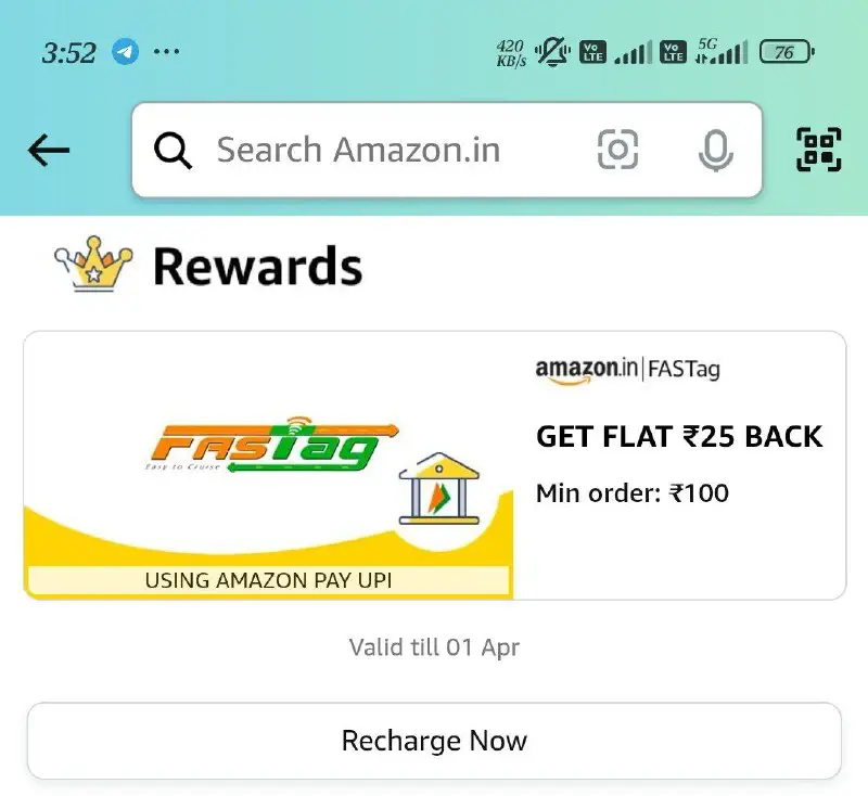 ***🔥*** Amazon Fastag Recharge Offer ***🔥***