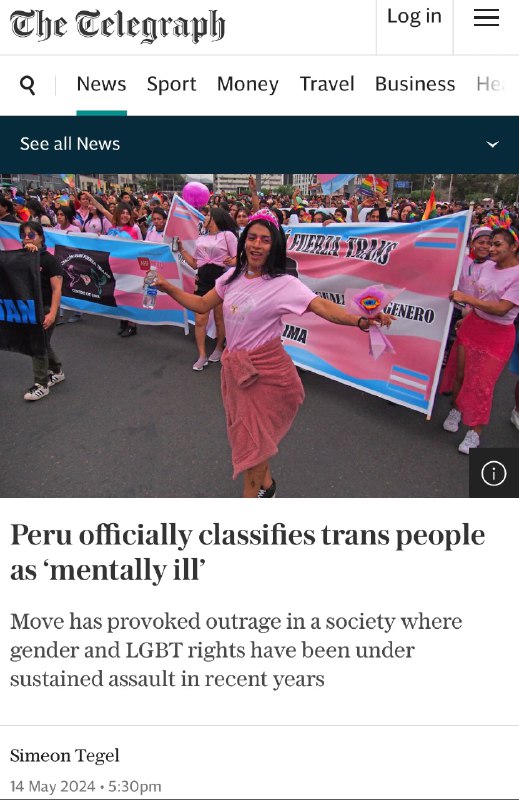 **Peru officially classifies trans people as …