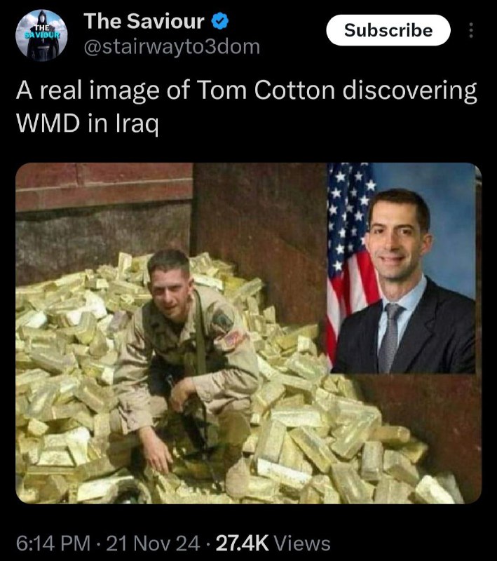 That's my senator tom cotton.