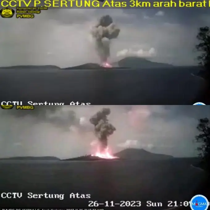 Nova atividade explosiva no vulcão Krakatau, …