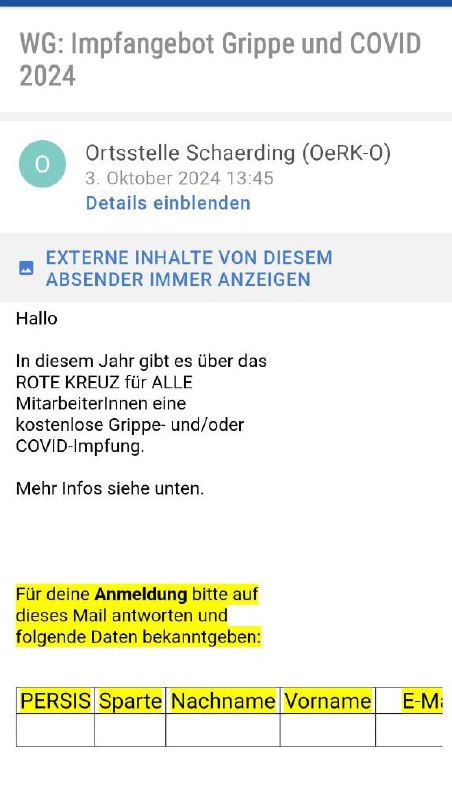 Das Rote Kreuz Schaerding bitte eine …