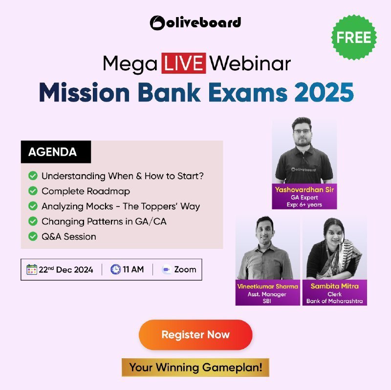 *****🚨*** Bank Exams 2025 Webinar: Seats …