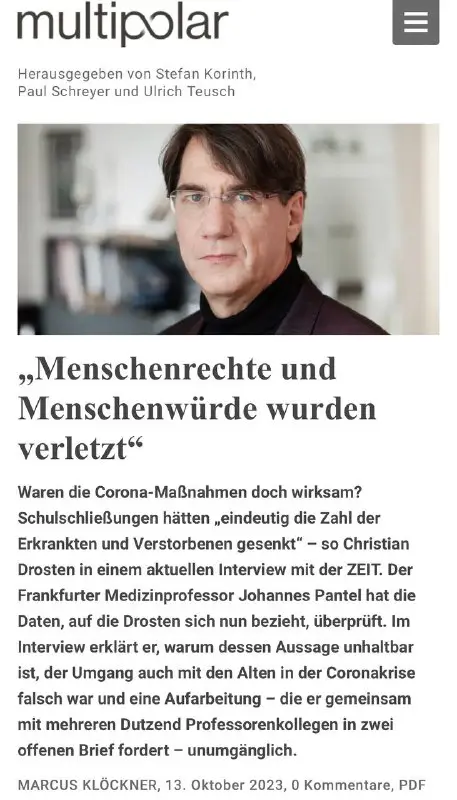 „Der Frankfurter Medizinprofessor [@PantelJohannes](https://t.me/PantelJohannes) hat die …