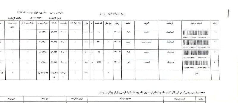 ارسالی های امروز