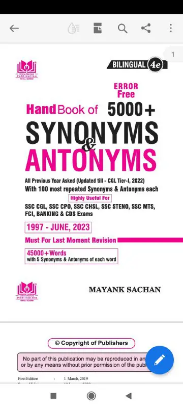 Synonym &amp; Antonyms books on print!!