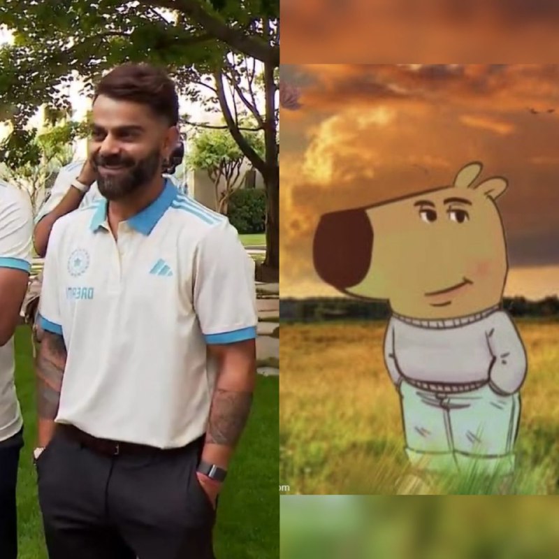 Kohli following the chill guy trend …