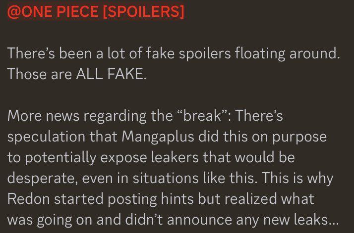 Regarding the OnePiece Chapter 1132 break.