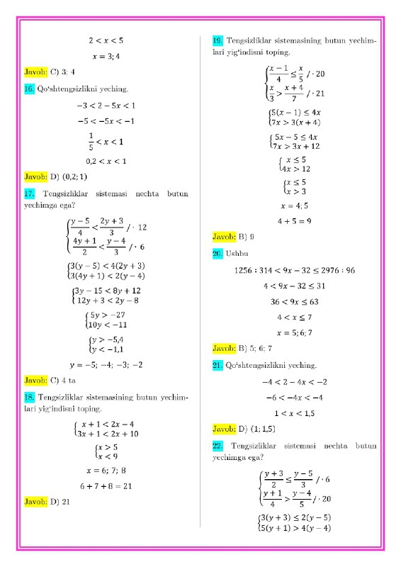 Oq Toʻplam — ALGEBRA | Matematika …