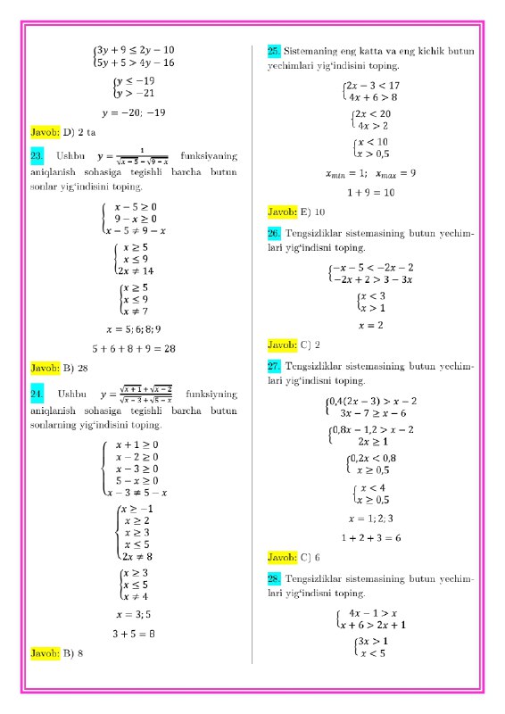 Oq Toʻplam — ALGEBRA | Matematika …