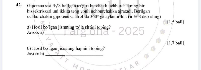 Kuchli matematiklar yechim bormi komentariyada yozib …