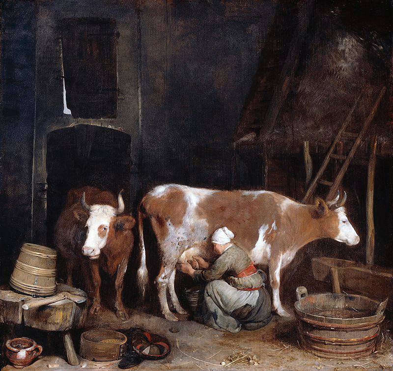 "A Maid Milking a Cow in …