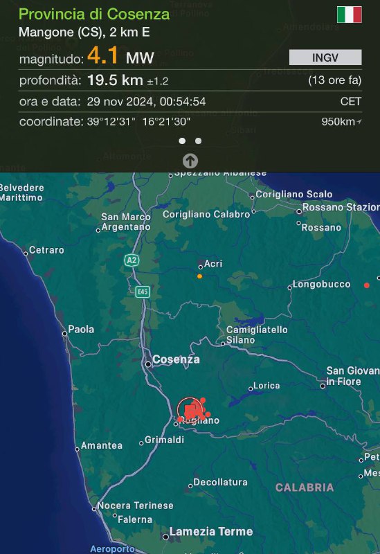 ***⚡️******⚡️******⚡️******⚡️******⚡️******⚡️*****ORE: 00:54*******🔊*******SCOSSA DI TERREMOTO*******🟠*******Ml 4.2*****🔺*****LOCALITÀ : …