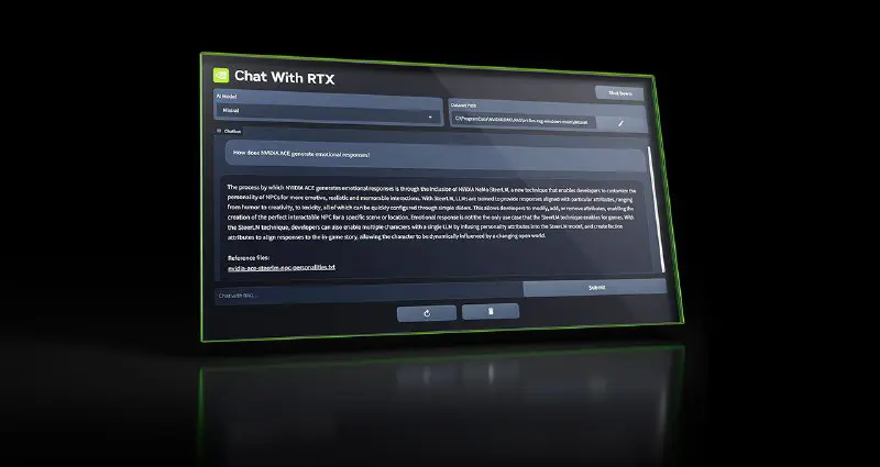 Nvidia випустила інструмент Chat with RTX для створення персоналізованого чат-бота з ШІ