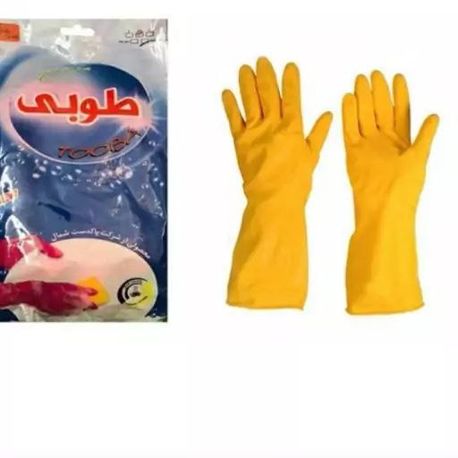 دستکش ظرفشویی ساق کوتاه طوبی ۱۲جفتی