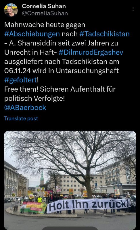 Mahnwache heute gegen [#Abschiebungen](?q=%23Abschiebungen) nach [#Tadschikistan](?q=%23Tadschikistan) …