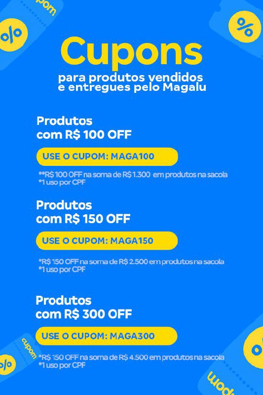 *****🚨*** ATENÇÃO: OS CUPONS RETORNARAM! ***🚨*****