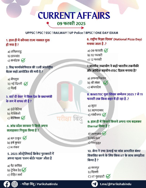 09,10 फरवरी 2025 करेंट अफेयर्स