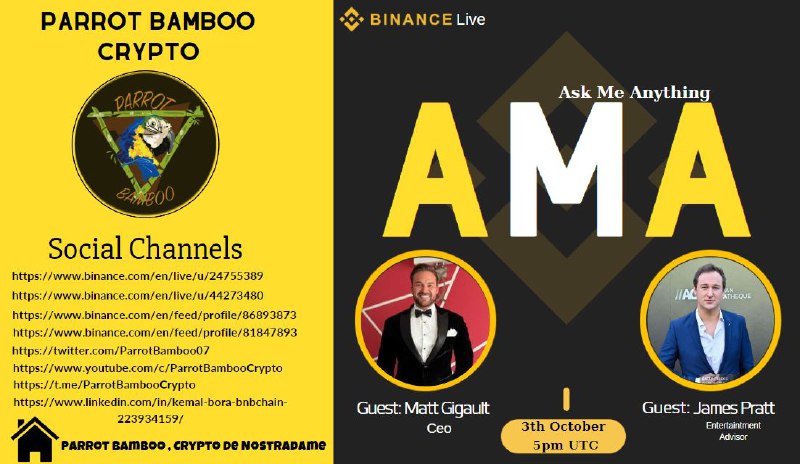 ***📢*** **AMA EVENT*****🏠*****Venue:** [@ParrotBambooCrypto](https://t.me/ParrotBambooCrypto)