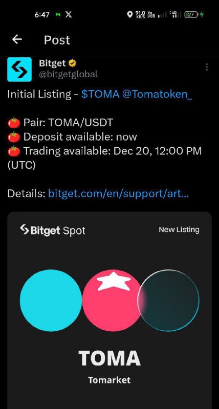 Tomarket Airdrop ( $TOMA ) Bitget …