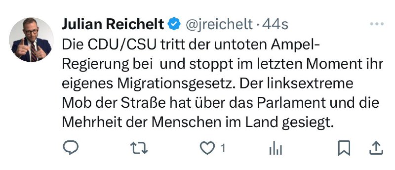 [**Julian Reichelt auf X folgen**](https://x.com/jreichelt/status/1885267698596057138?s=46) ***👈🏼***