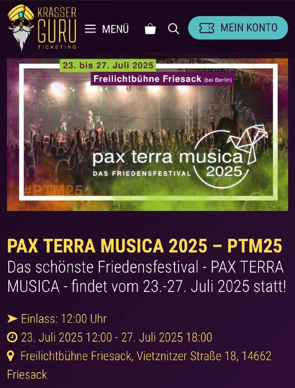 **Erlebe das unvergleichliche Friedensfestival Pax Terra …