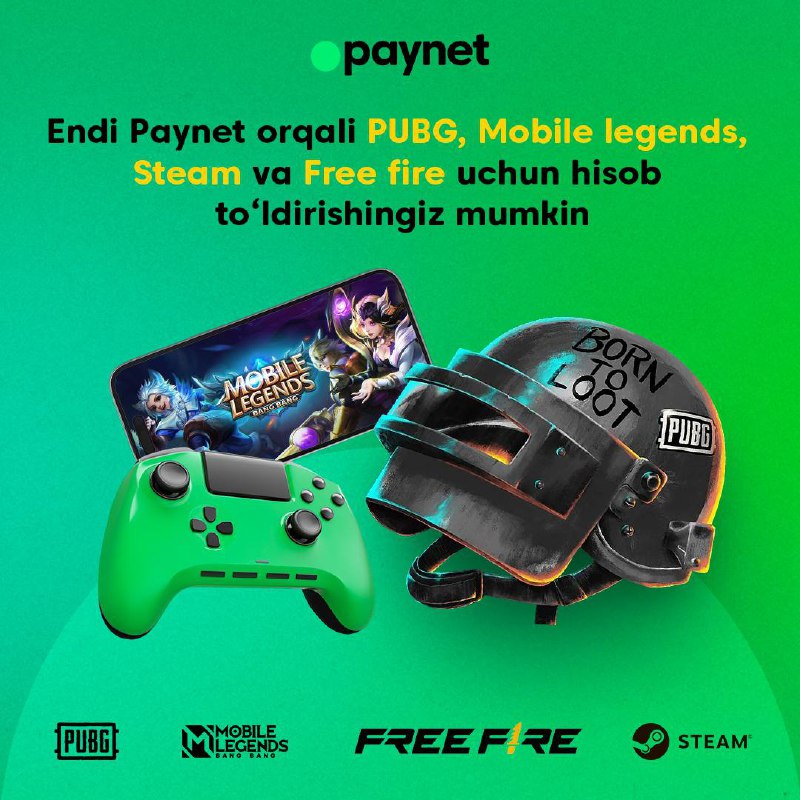 Paynetda Steam, PUBG, Mobile legends va …